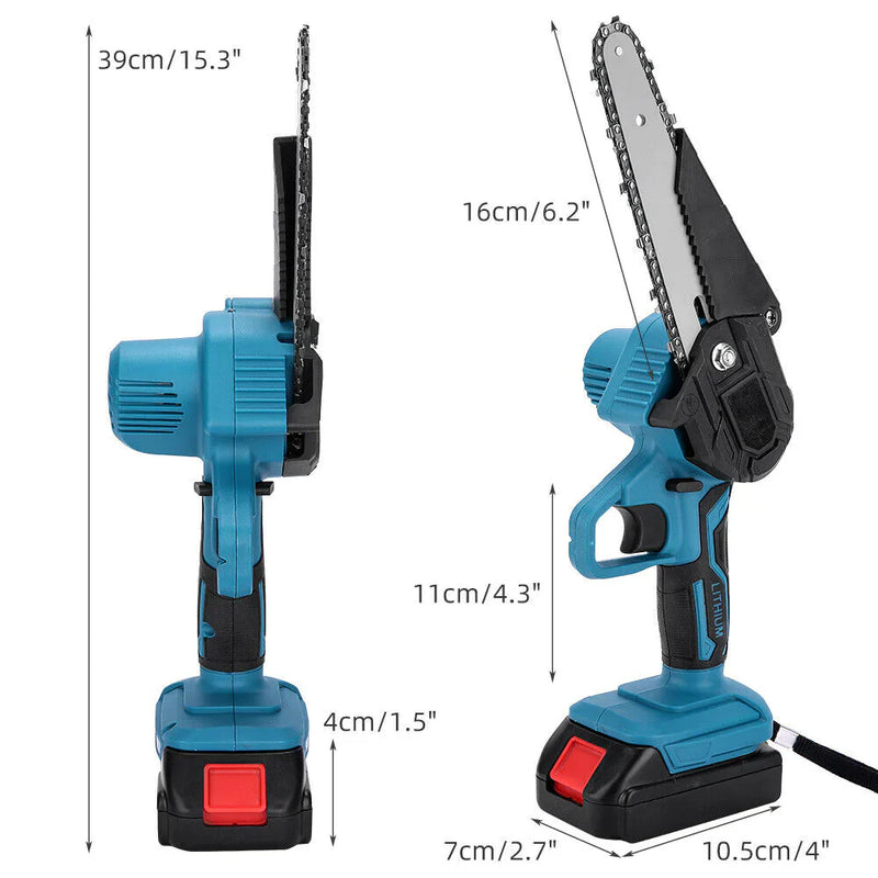 Motosierra inalámbrica para cortar madera de 4"/6" con 2 baterías Power