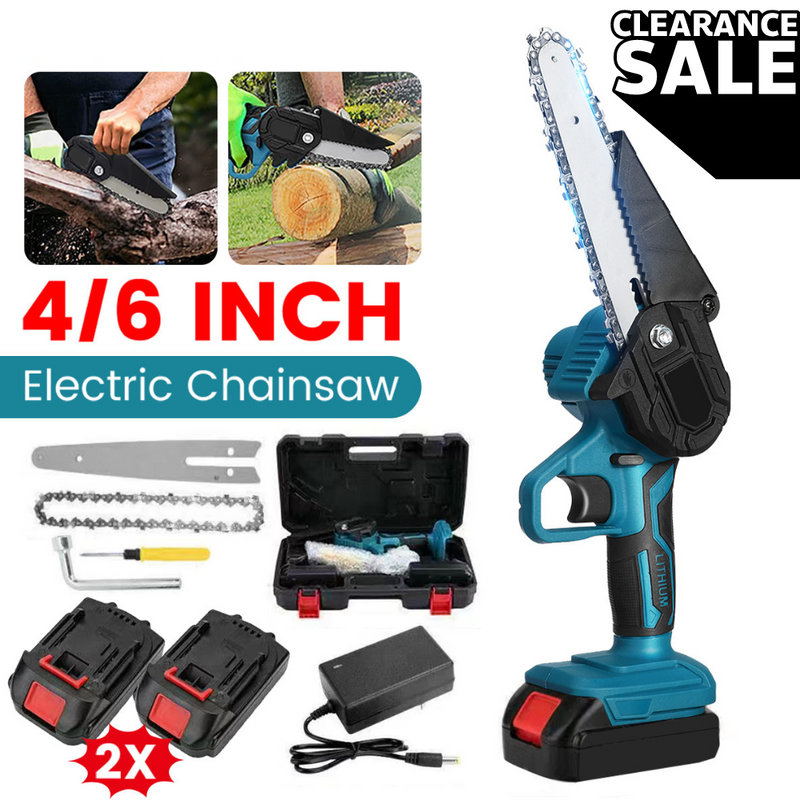 Motosierra inalámbrica para cortar madera de 4"/6" con 2 baterías Power