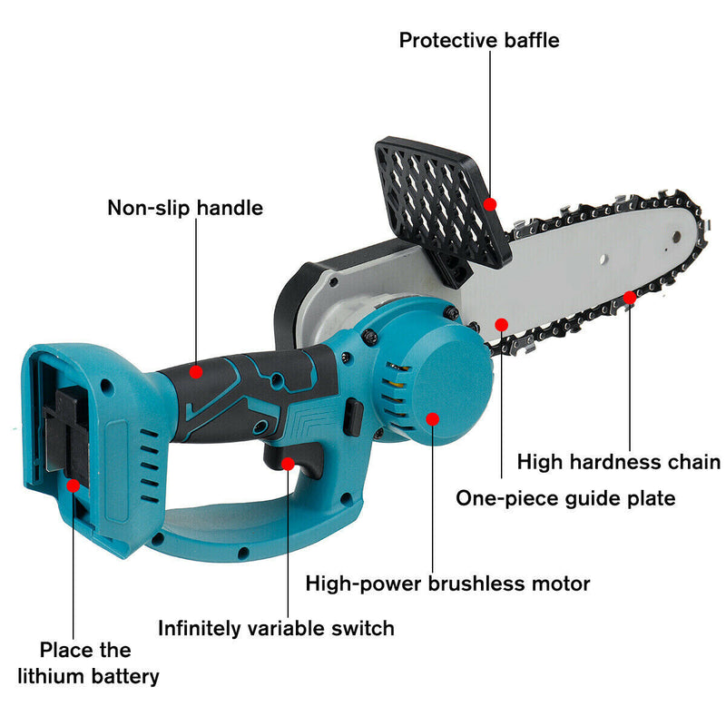 Motosierra eléctrica inalámbrica de 8" y 10" con 2 baterías
